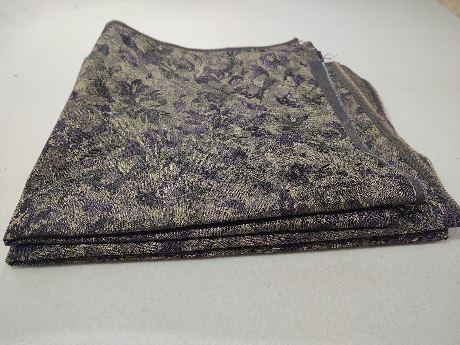 Purple Green Gold 2 Pieces Jacquard Floral Fabric Remnant 57\ Purple Green Gold 2 Pieces Jacquard Floral Fabric Remnant 57\