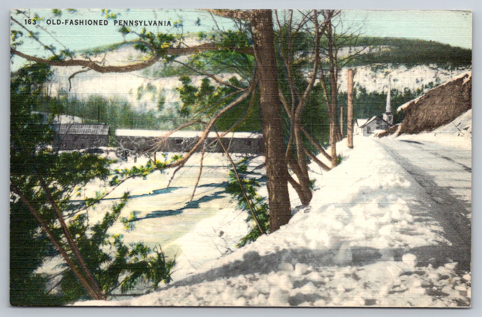 c1940s Covered Bridge Loyalsock Creek Forksville PA Sullivan Postcard