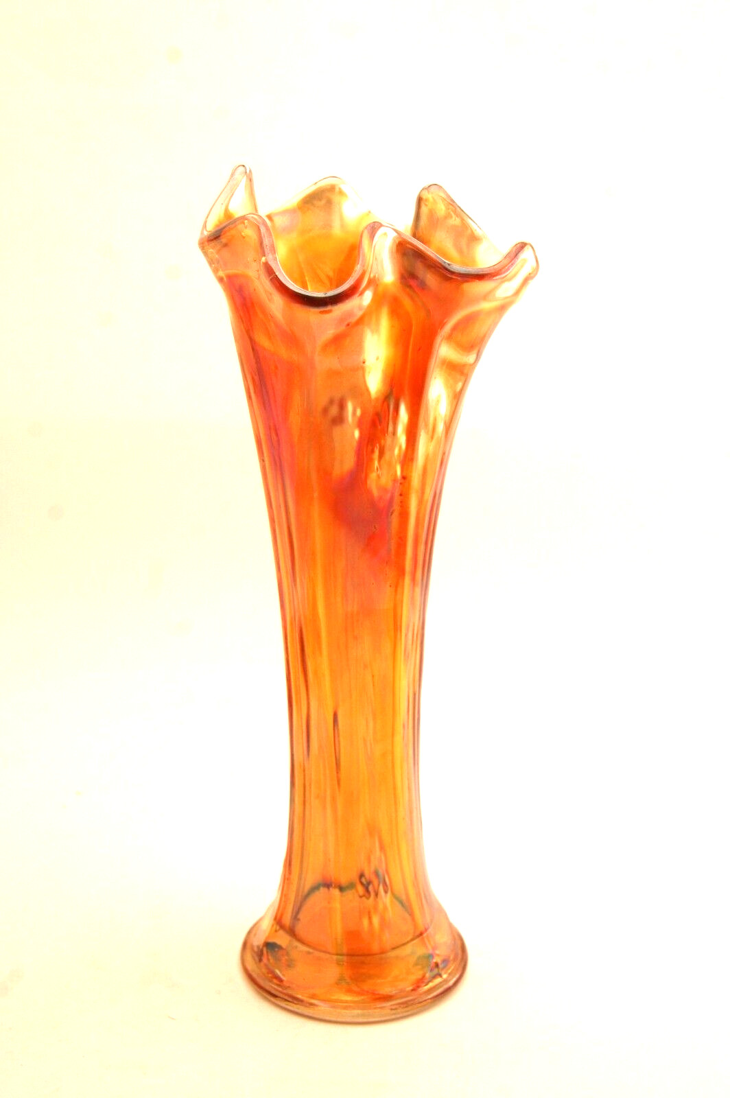 Vintage Fenton Glass Marigold Butterfly & Berry Vase Clear 9