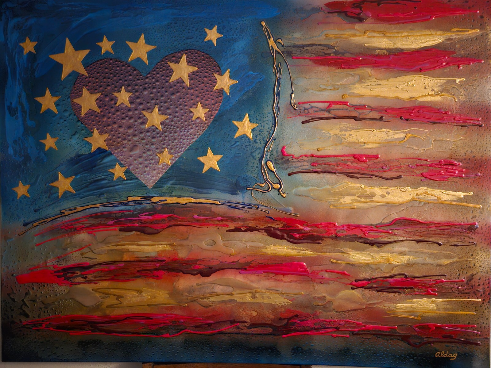 Rare And Unique American Flag Acrylic Painting 48 Rare And Unique American Flag Acrylic Painting 48