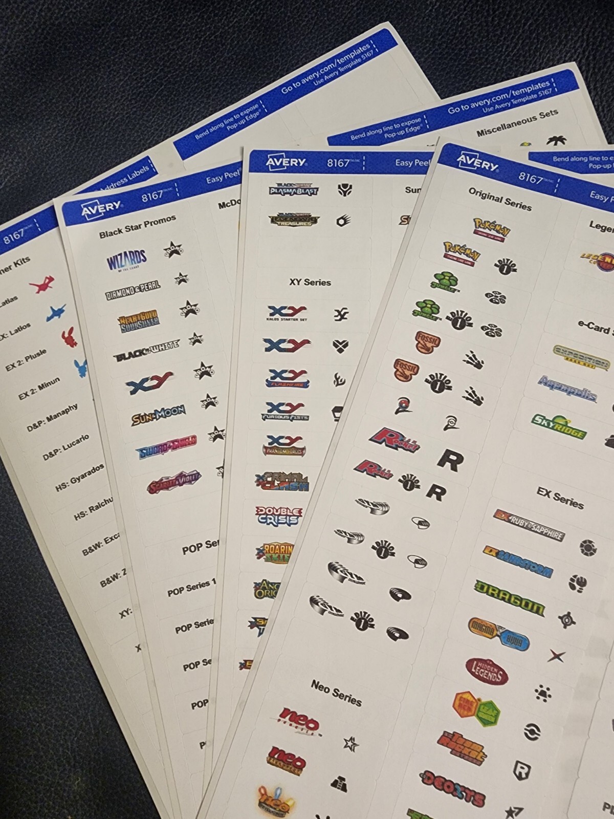 Pokémon TCG Divider Block Label - ALL EXPANSION SETS + MISC SETS INCLUDED