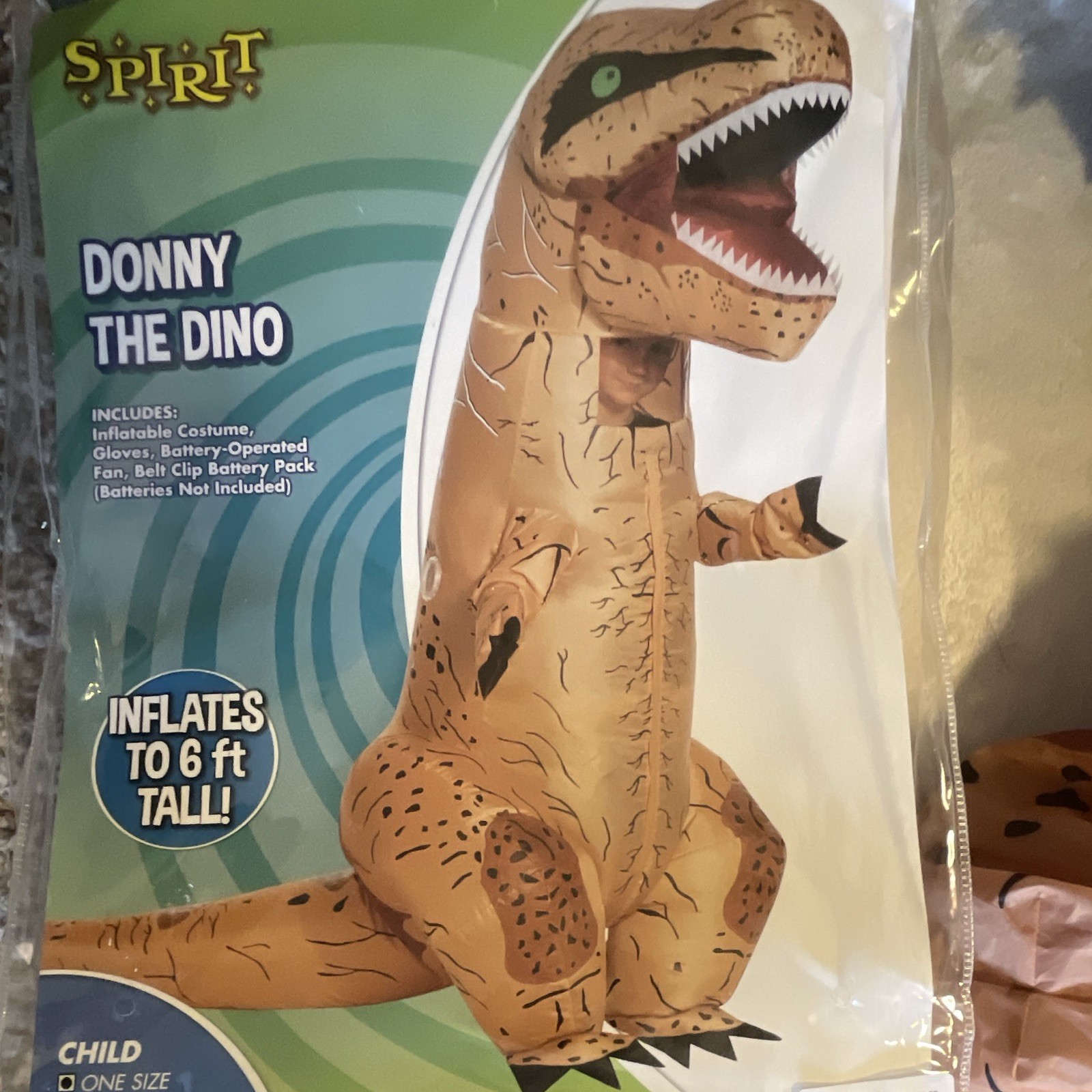 Spirit Donny the Dino Inflatable Costume Kids One Size Brown Polyester Spirit Donny the Dino Inflatable Costume Kids One Size Brown Polyester