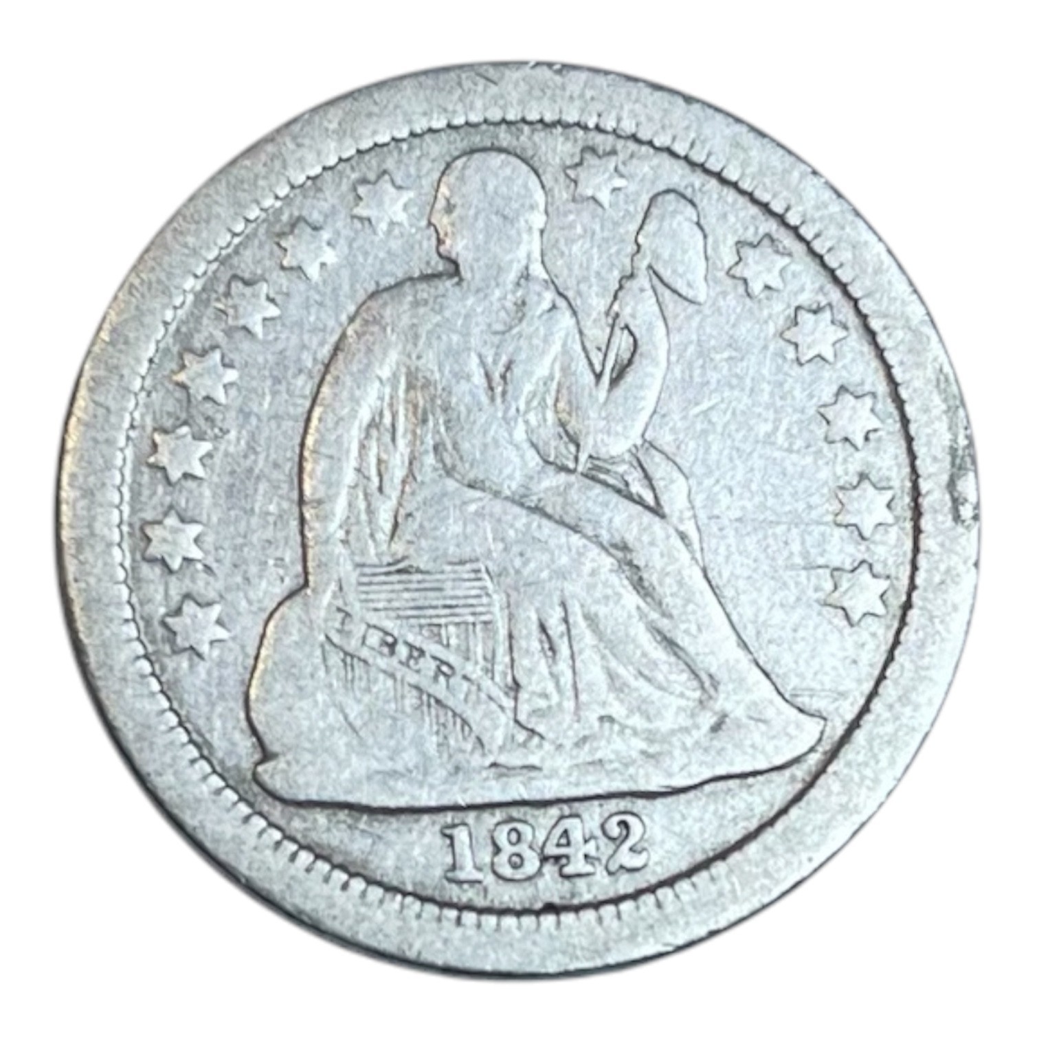 1842-O Seated Liberty Dime — 90% Silver