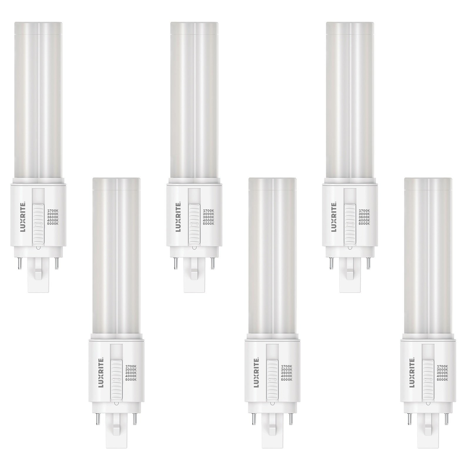 Luxrite Quad Style LED Light Bulb, G24Q 4-Pin Bulb Base, 5CCT, 9W, 1200LM, 6PK Luxrite Quad Style LED Light Bulb, G24Q 4-Pin Bulb Base, 5CCT, 9W, 1200LM, 6PK