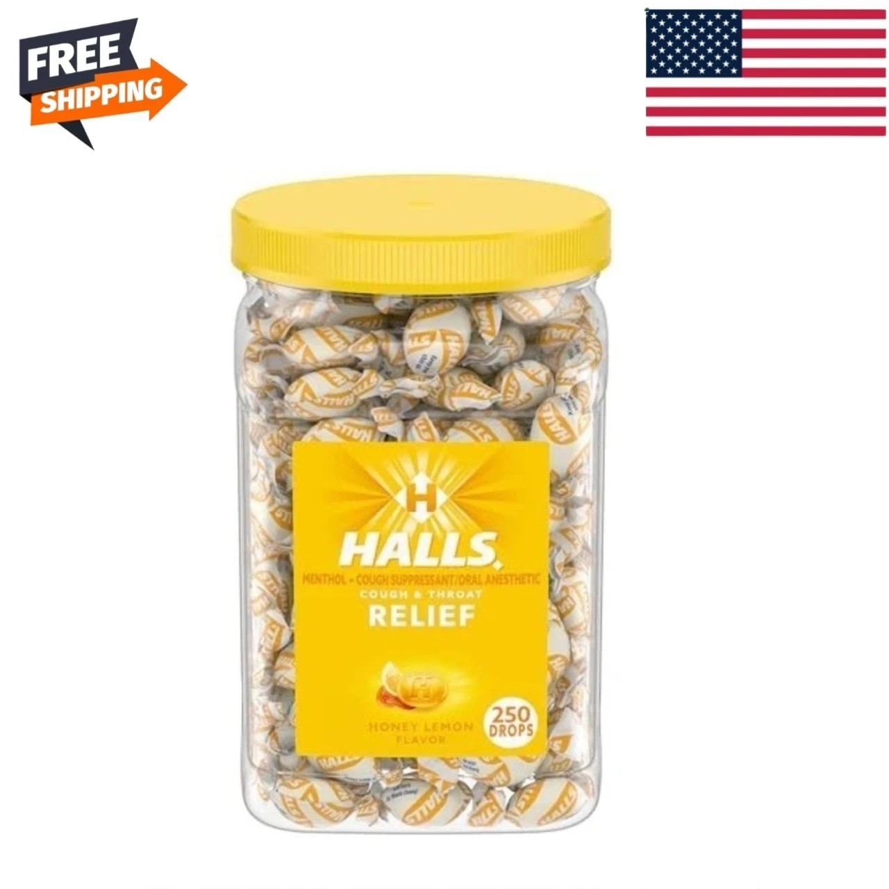 Halls Relief Honey Lemon Cough Drops Bulk 250 Count