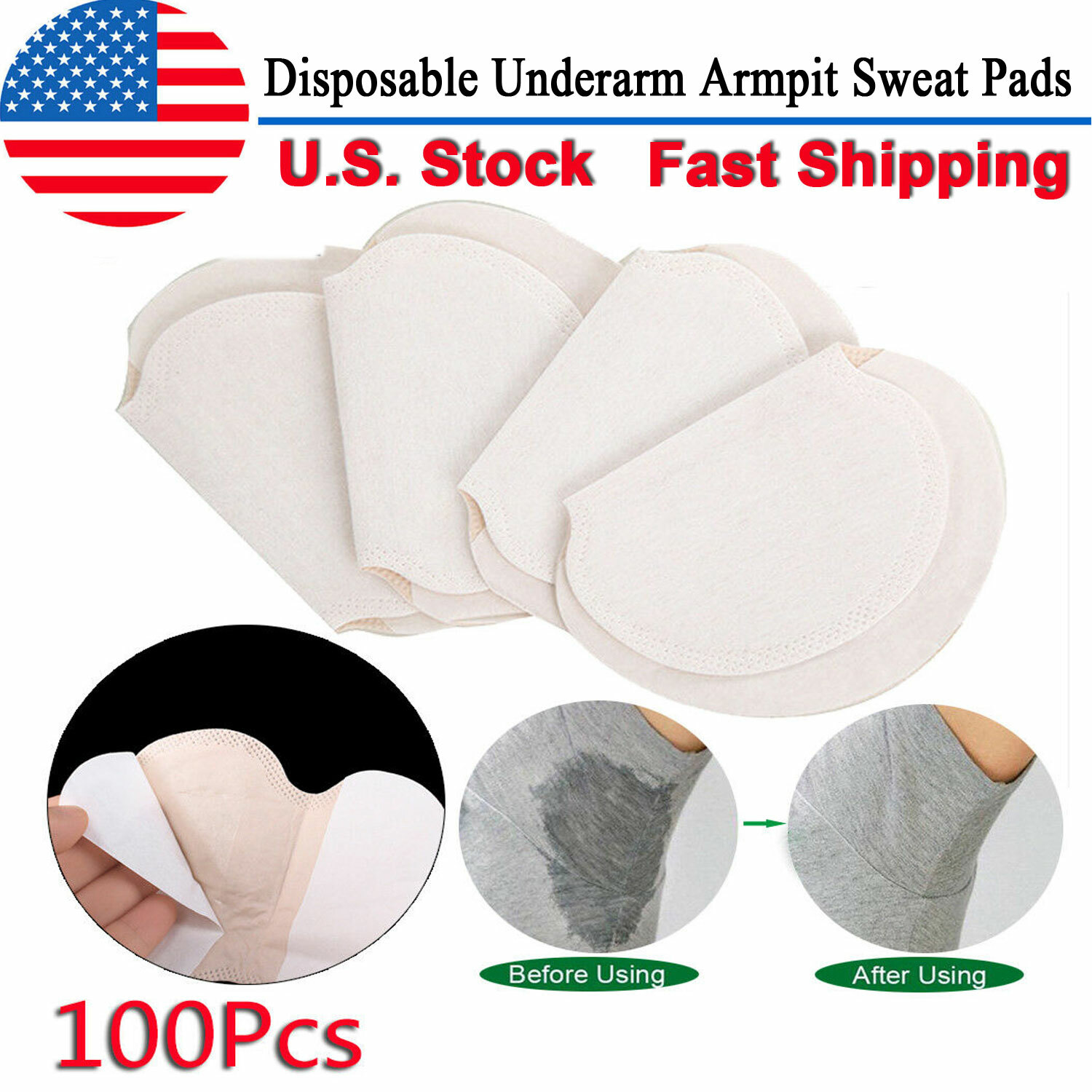 New 100pcs Underarm Armpit Sweat Pads Stickers Shield Guard Absorbing Disposable