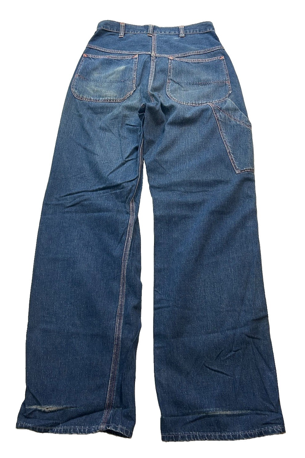 40s/50s Sears Strong Reliable Denim Work Jeans Serval Zipper Indigo 28x31