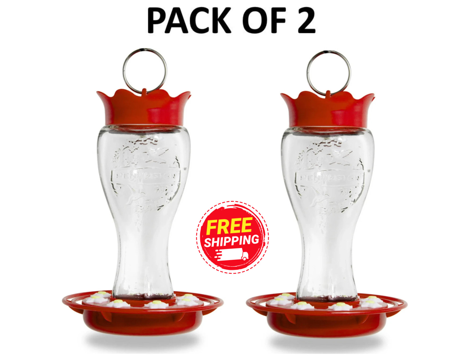 (Pack of 2) Pennington Glass Hummingbird Feeder, 16 Oz Nectar Capacity (Pack of 2) Pennington Glass Hummingbird Feeder, 16 Oz Nectar Capacity