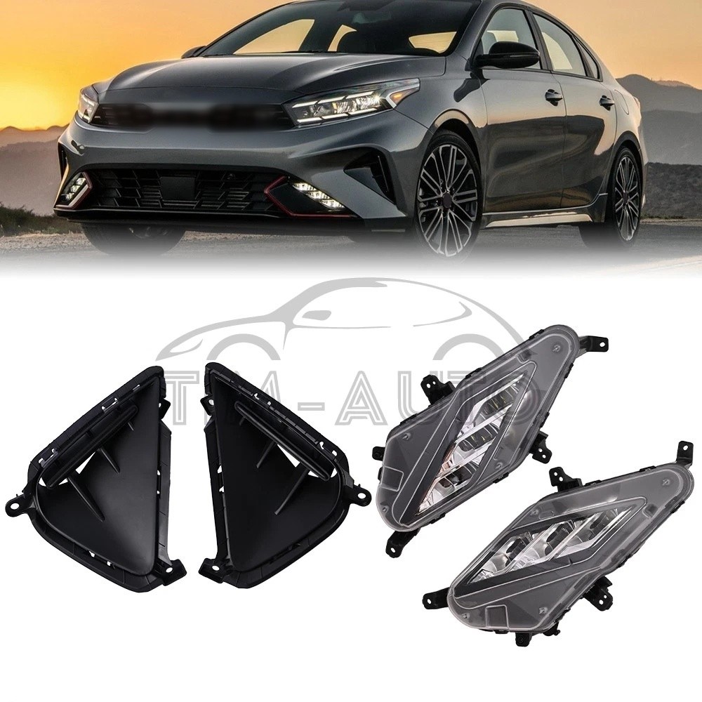 New LED Fog Light & Fog Cover Bezels For 2022-23 Kia Forte Driver Passenger Set New LED Fog Light & Fog Cover Bezels For 2022-23 Kia Forte Driver Passenger Set