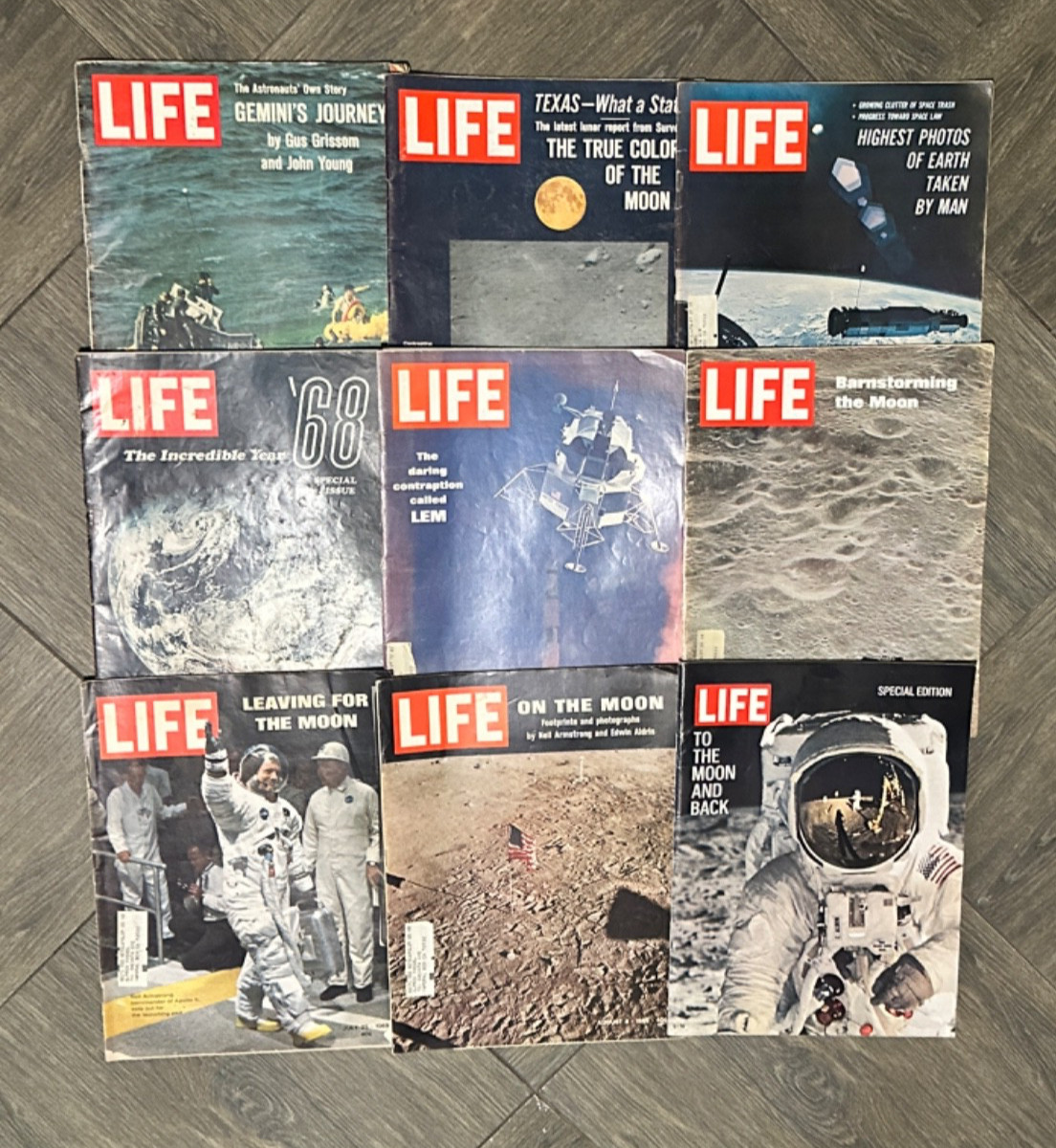 Vintage LIFE Magazine Space Race Lot of 9 - 1965-1969 Apollo 11 Moon Landing Set Vintage LIFE Magazine Space Race Lot of 9 - 1965-1969 Apollo 11 Moon Landing Set