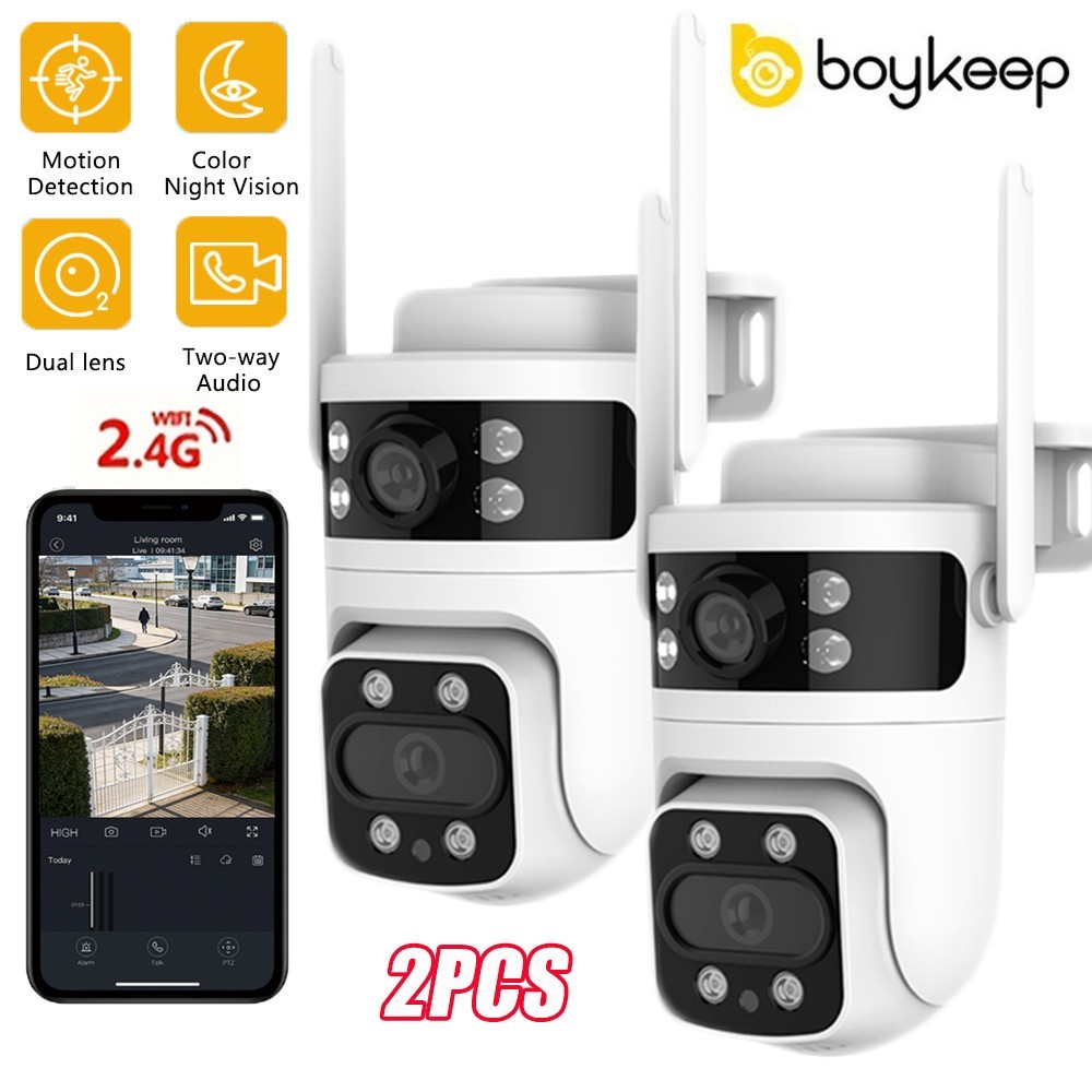boykeep Outdoor Camera 6MP Dual Lens 2.4G Wireless WIFI Smart Home IR Cam