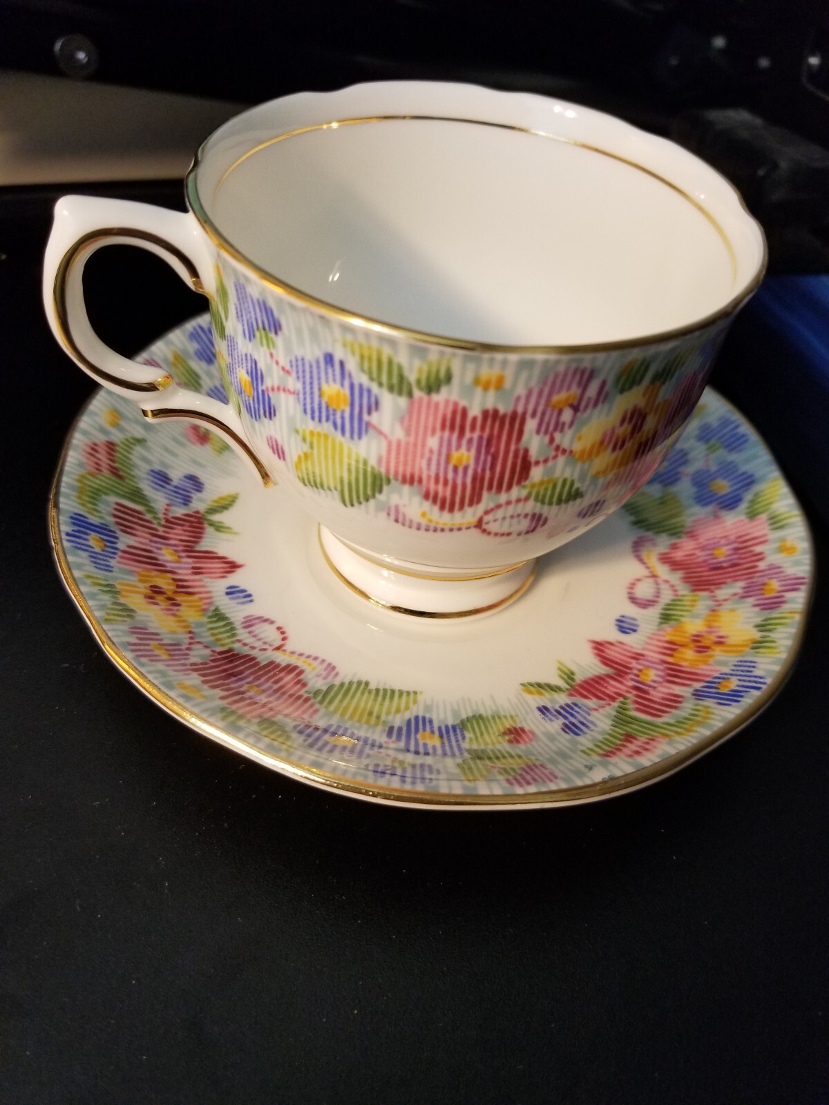 Salisbury England Floral Fine Bone China Tea Cup and Saucer Gold Trim Flowers Salisbury England Floral Fine Bone China Tea Cup and Saucer Gold Trim Flowers