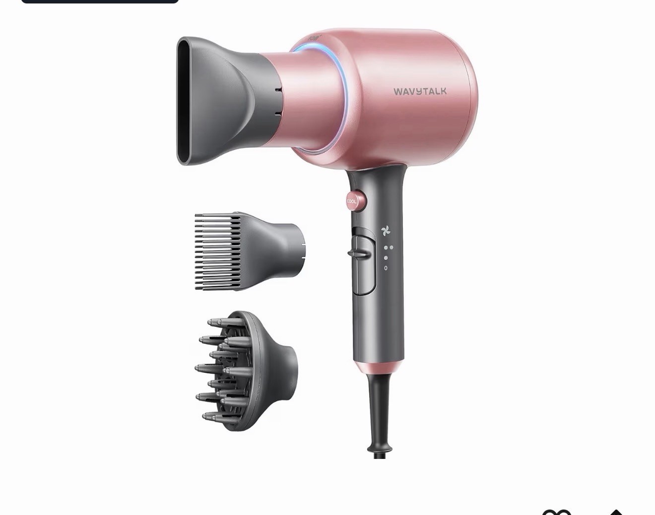 Wavytalk Blown Away Ionic Hair Dryer with Diffuser for Curly Hair