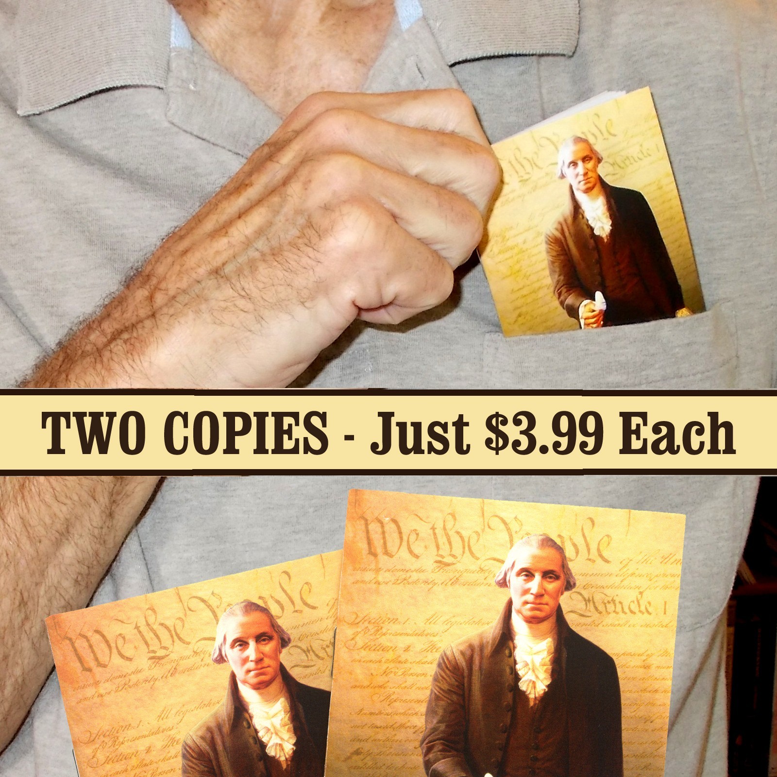 2 COPIES US Pocket Constitution, Declaration of Independence, Bill of Rights