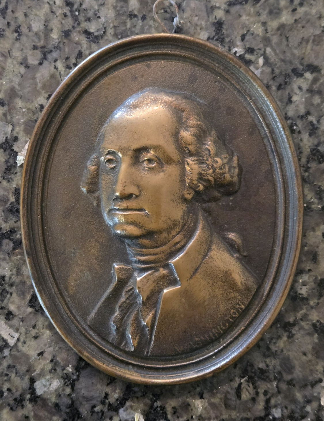 Antique 19th-Century George Washington Solid Bronze Plaque Hallmark S in Rhombus Antique 19th-Century George Washington Solid Bronze Plaque Hallmark S in Rhombus