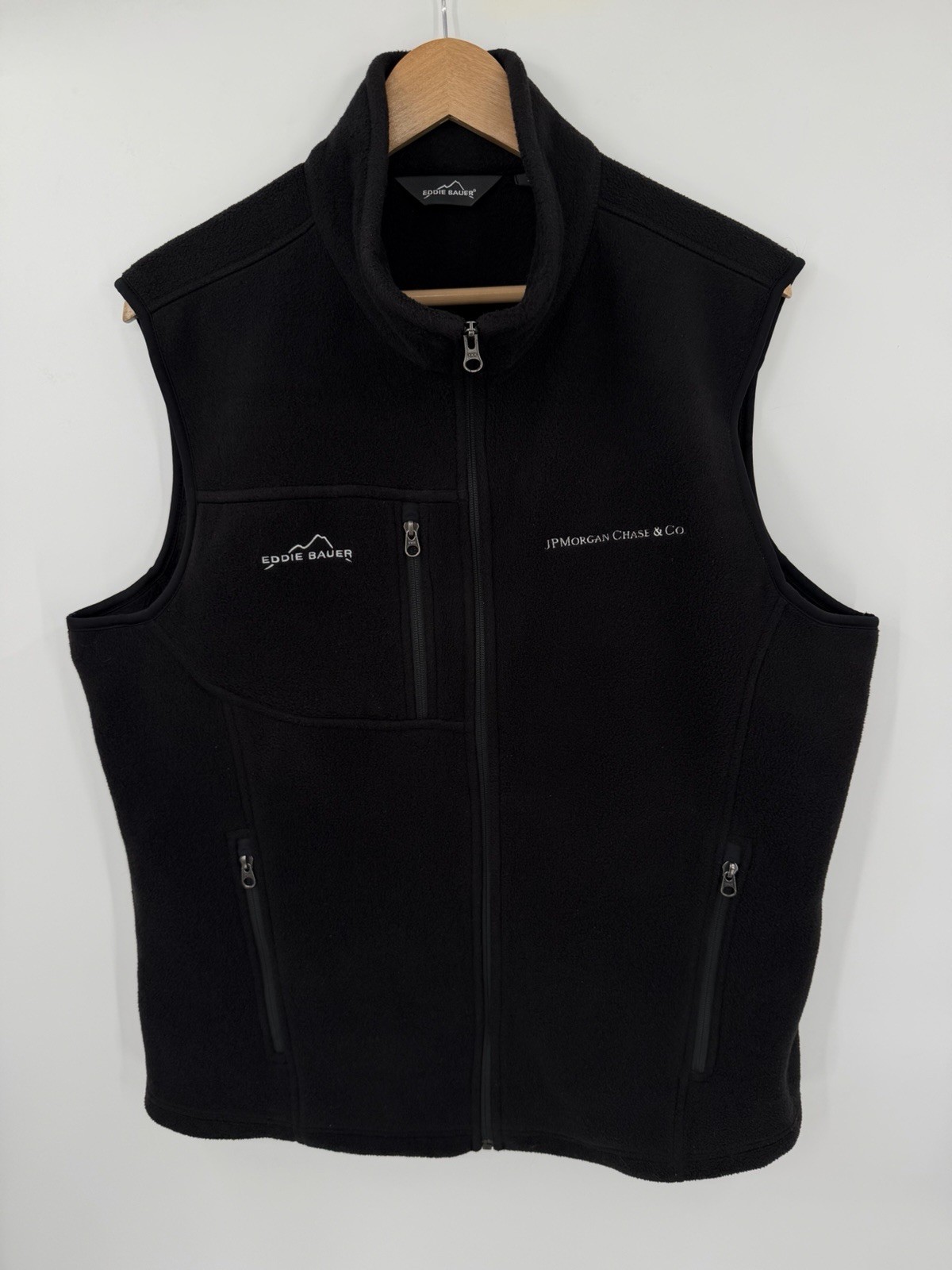 JP Morgan Fleece Vest Eddie Bauer Large Wall Street Finance Mid Town Uniform