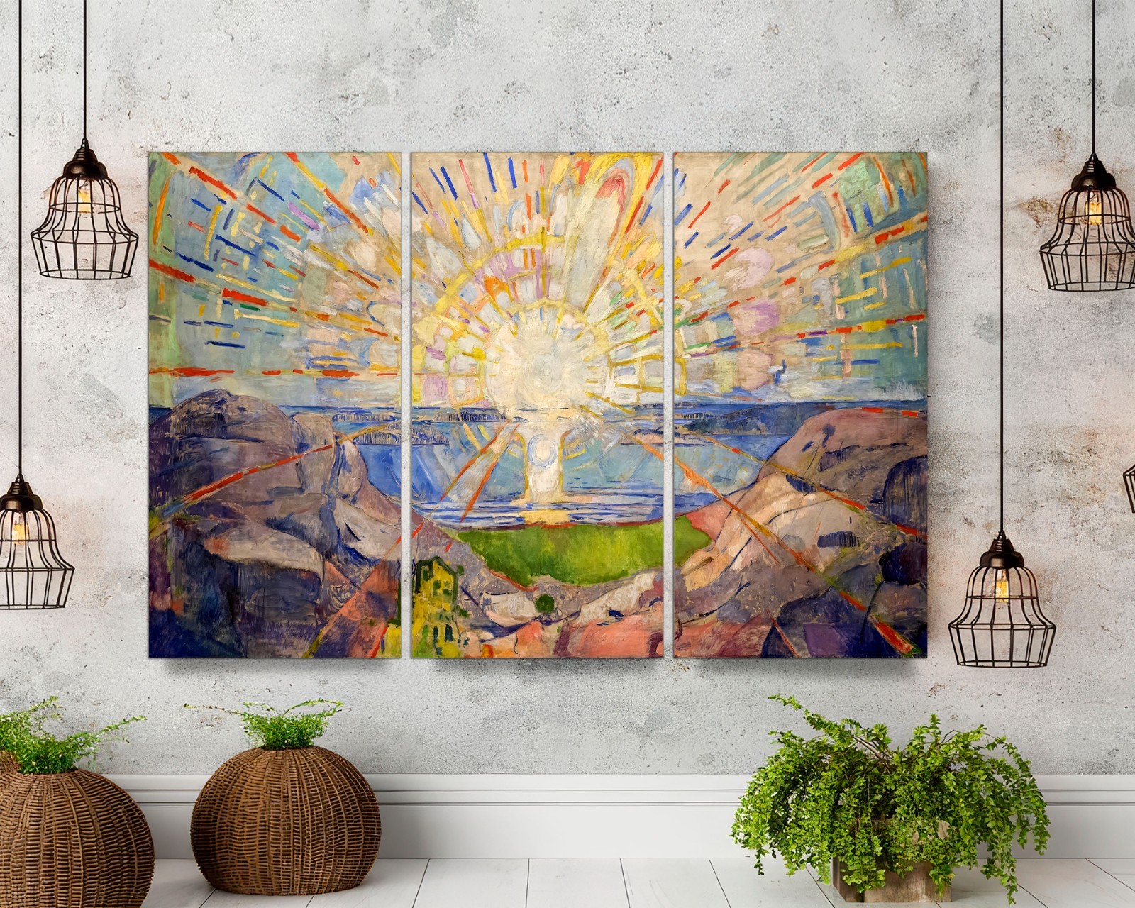 The Sun by Edvard Munch Modern Sea Landscape Canvas Print, Abstract Wall Art