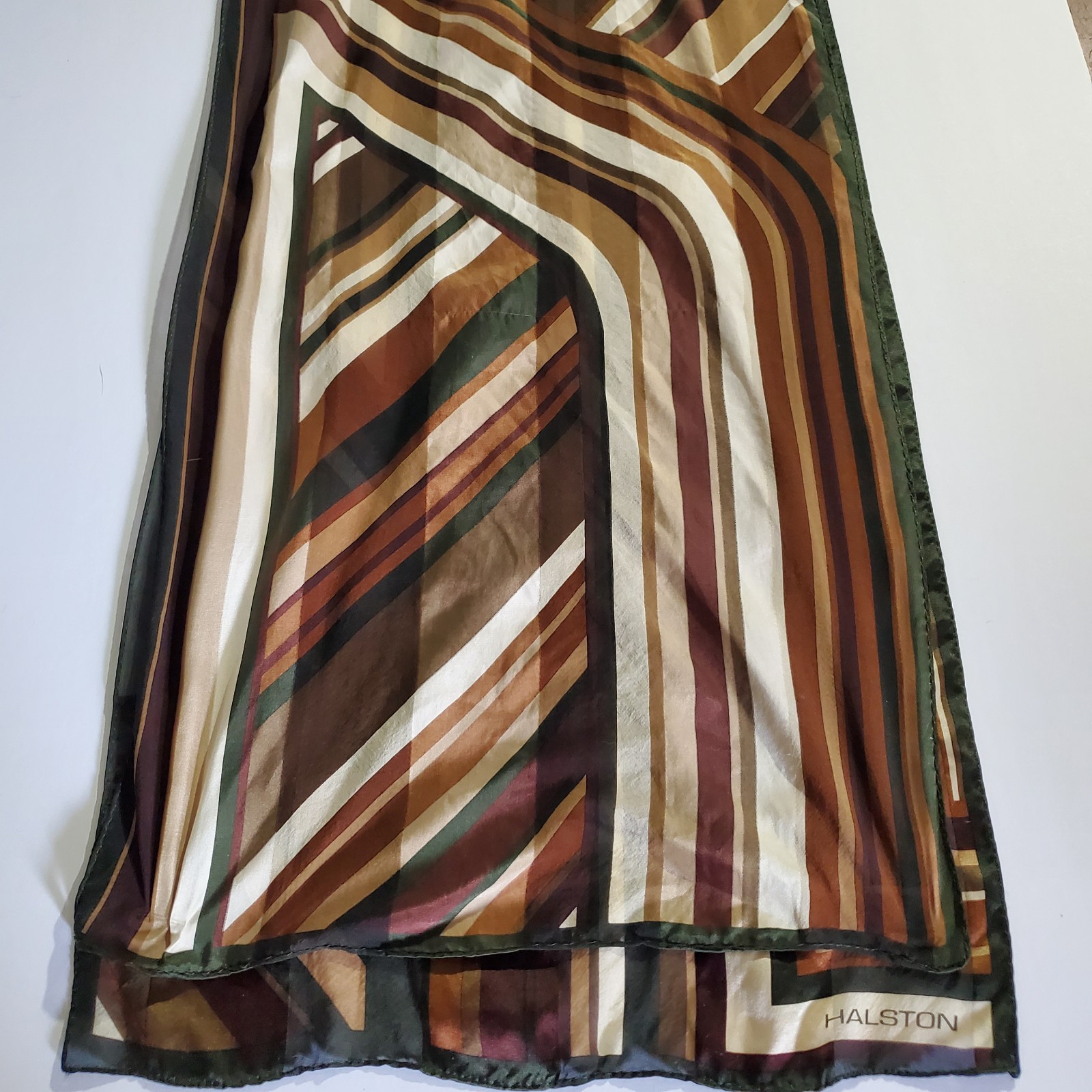 Vintage Halston Red Striped Long Oblong Sheer 100% Silk Scarf 60x13 Vintage Halston Red Striped Long Oblong Sheer 100% Silk Scarf 60x13