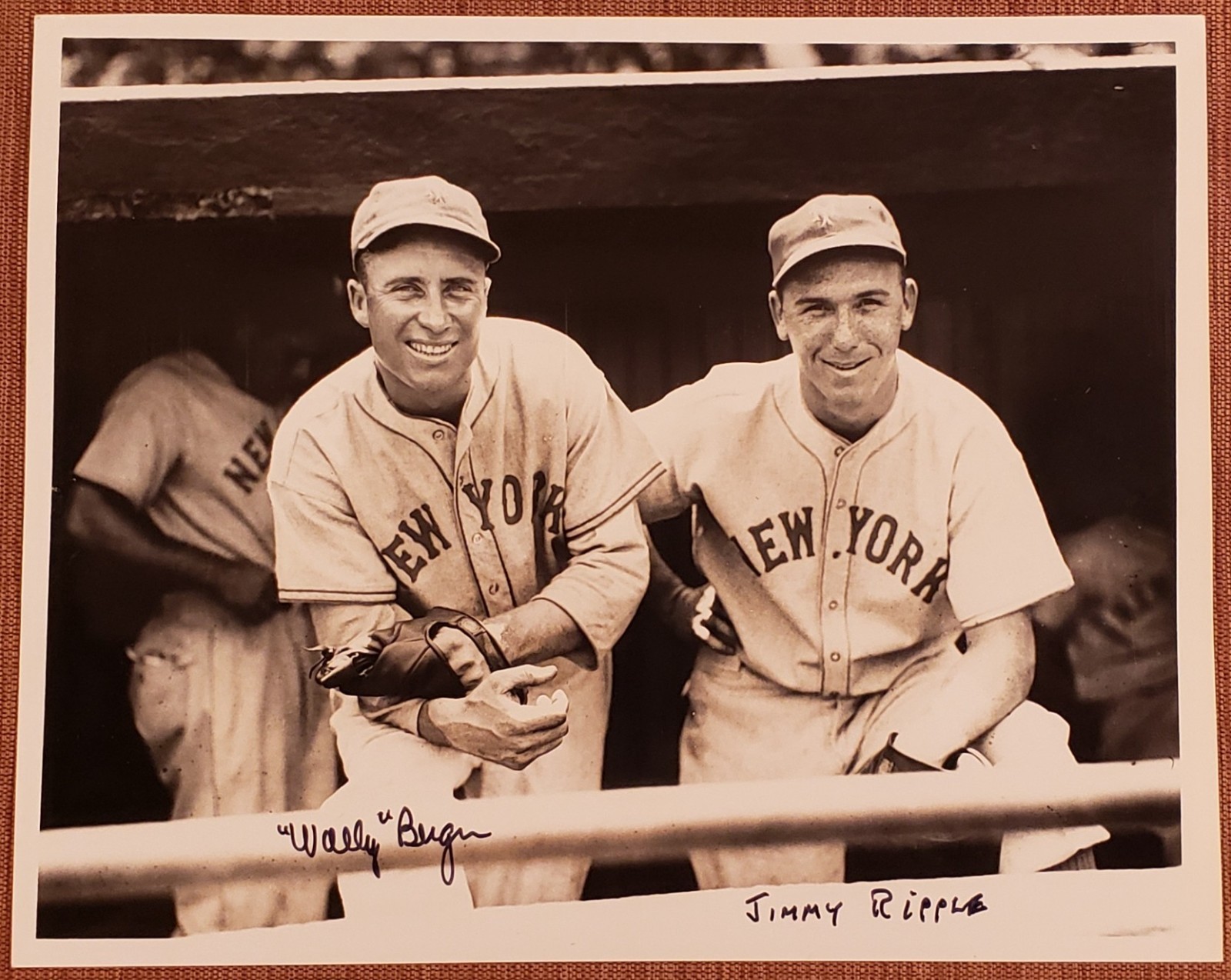 Wally Berger Auto New York Giants Jimmy Ripple Original Baseball 8x10 Photo JSA
