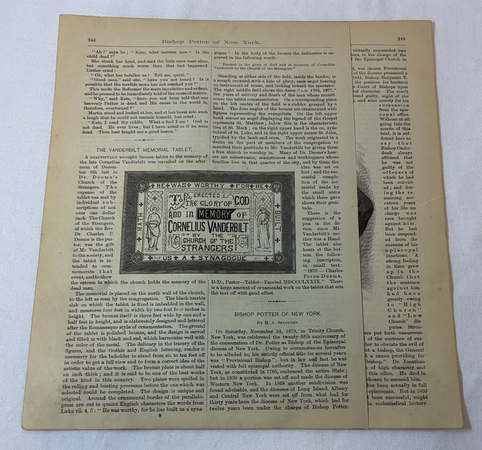 1880 article ~ BISHOP HORATIO POTTER OF NEW YORK 1880 article ~ BISHOP HORATIO POTTER OF NEW YORK