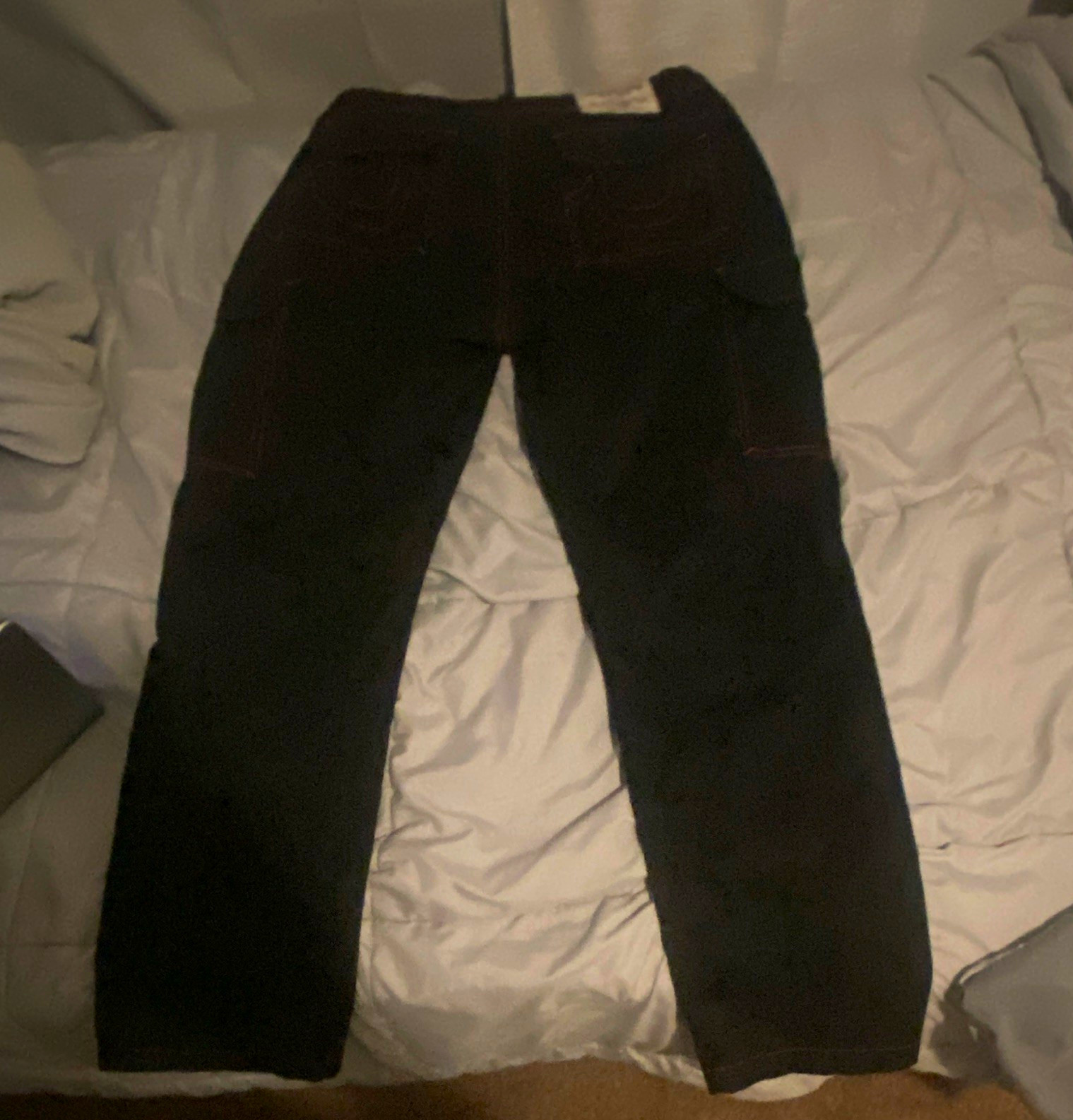 True Religion Men’s Black Dark Wash Denim Jeans Straight Fit Red Stitch 5-Pocket