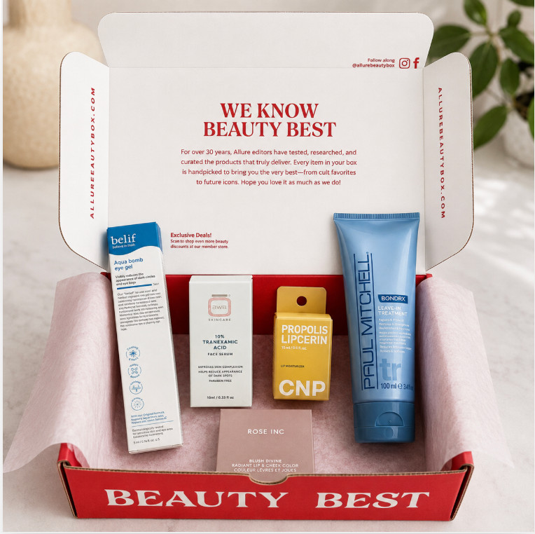 ALLURE BEAUTY BOX 5pc Bundle belif Rose Inc Paul Mitchell CNP Skincare NEW