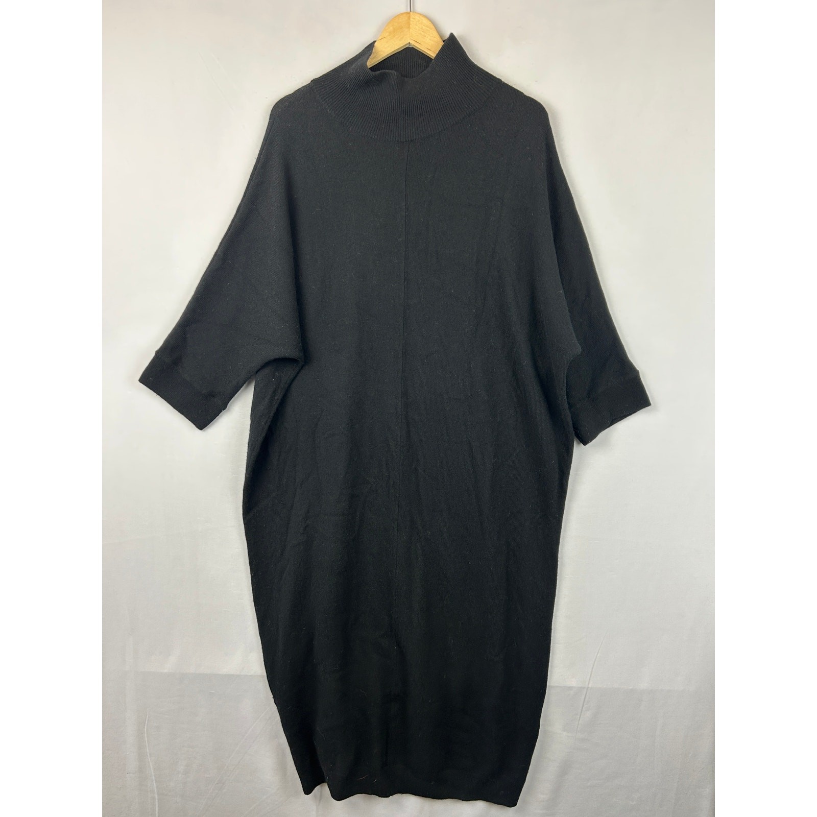 COS 100% Wool Mock Neck Maxi Dress Long Sleeve Black Women\'s Size S