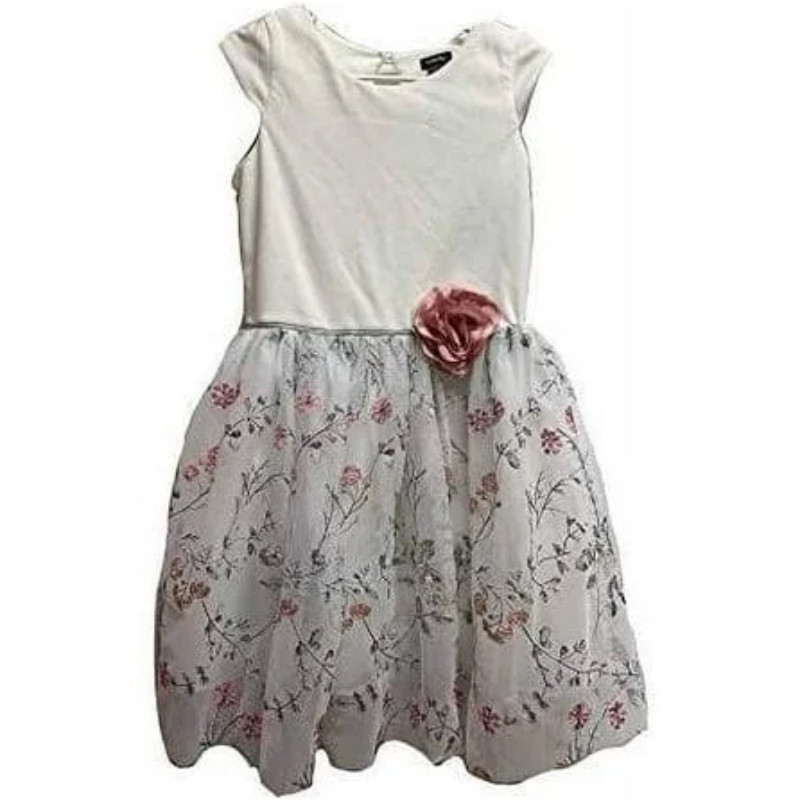 Zunie Girls Boutique Dress Floral Shimmering Tulle (Ivory/Blush/Silver, 8)NWT Zunie Girls Boutique Dress Floral Shimmering Tulle (Ivory/Blush/Silver, 8)NWT