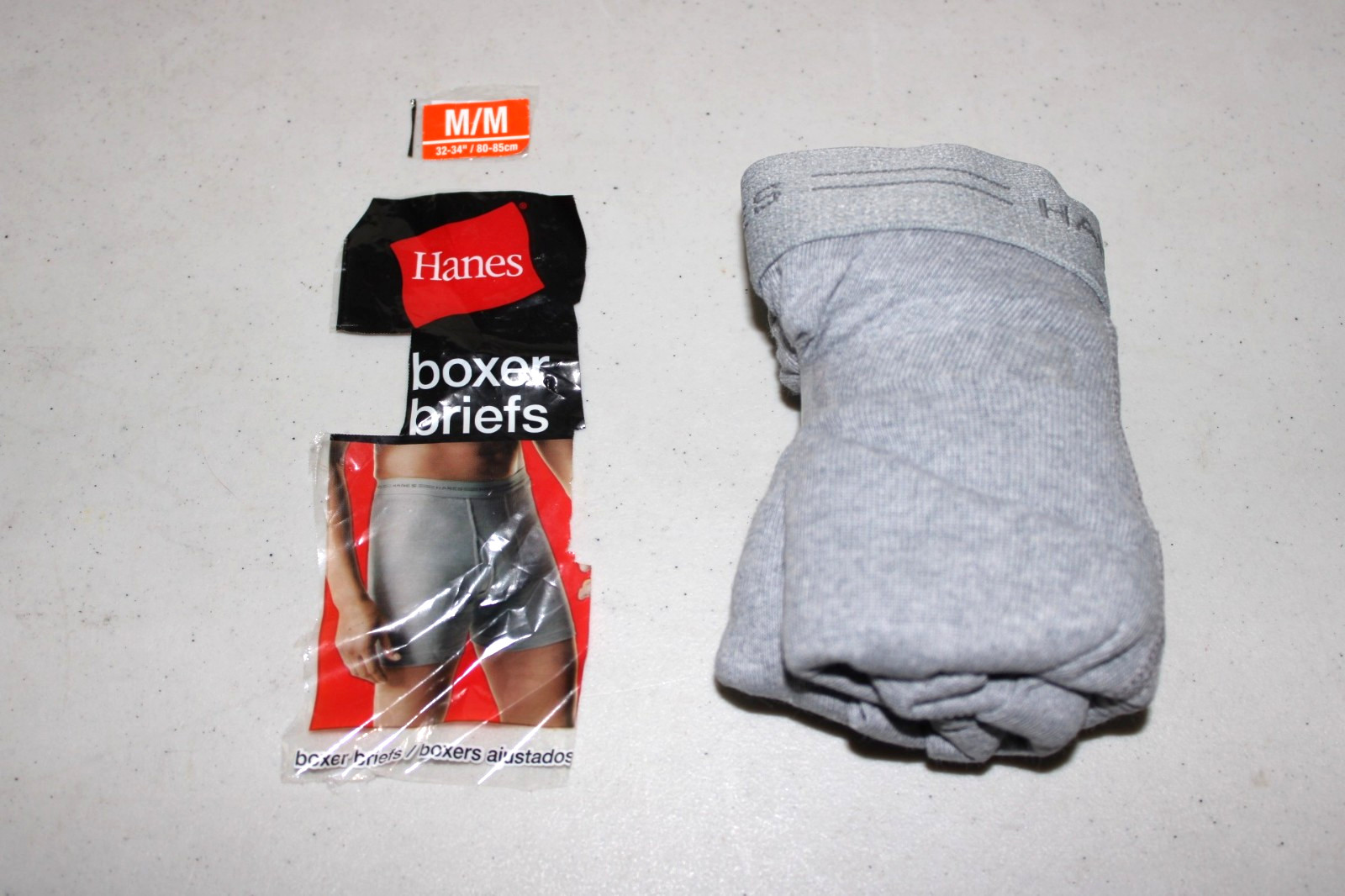 Hanes 1 Pair Gray Boxer Briefs Underwear Size: MED (32-34) RN 15763 
