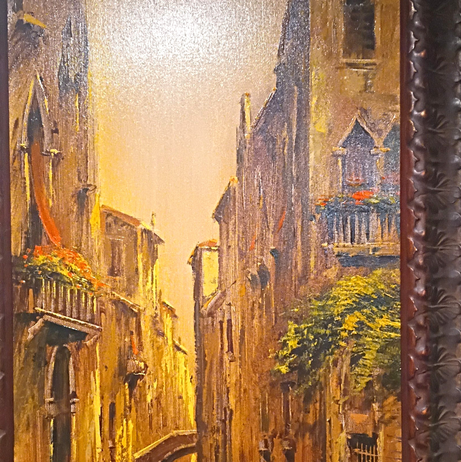 Framed Impressionist Cityscape Street Scene Architecture Buildings Painting