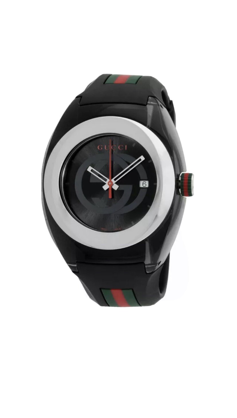 New Gucci Sync XXL YA137101 Black Rubber Band Black Dial Unisex Watch