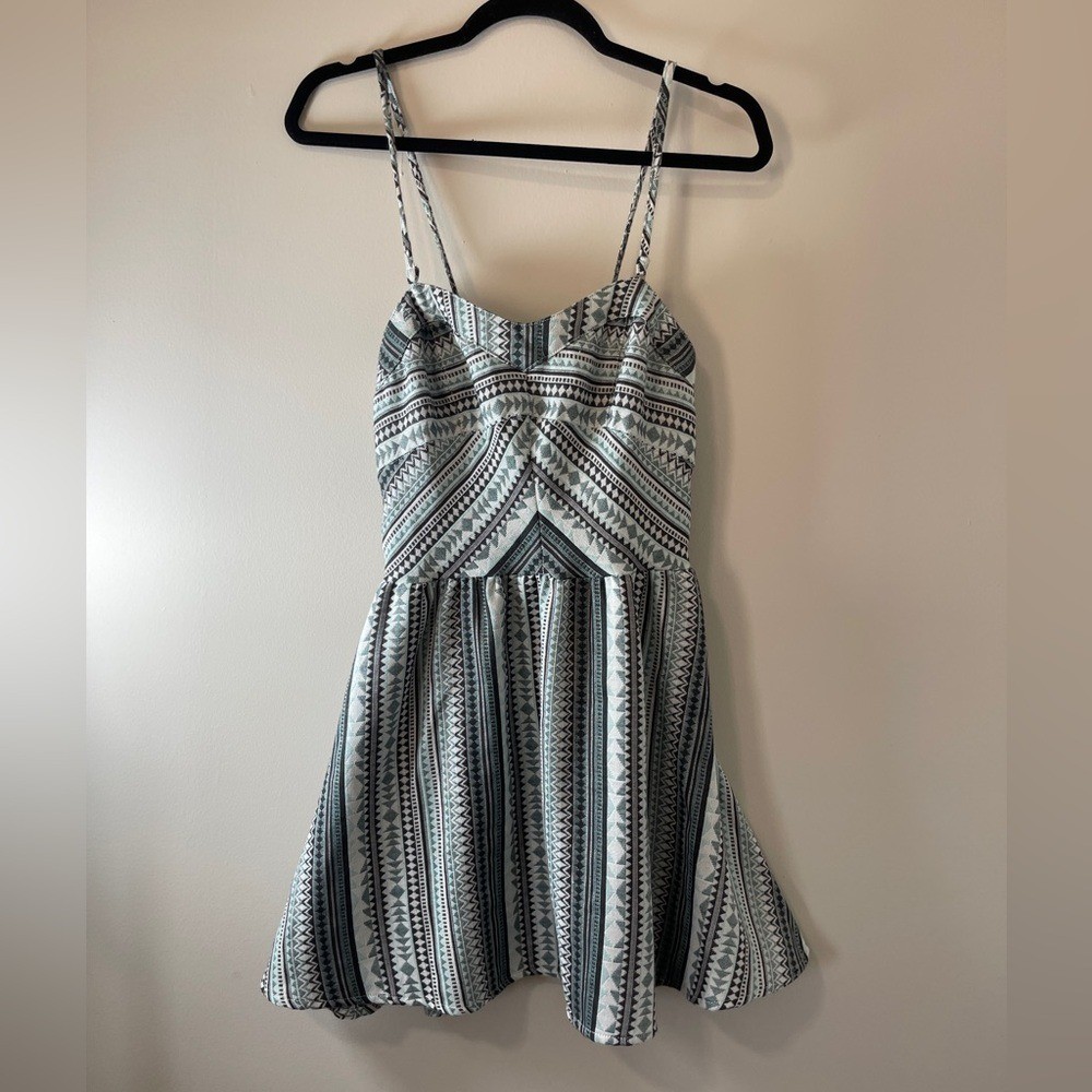 Aeropostale Dress Juniors Small Petite Green Aztec Mini Twee Cute