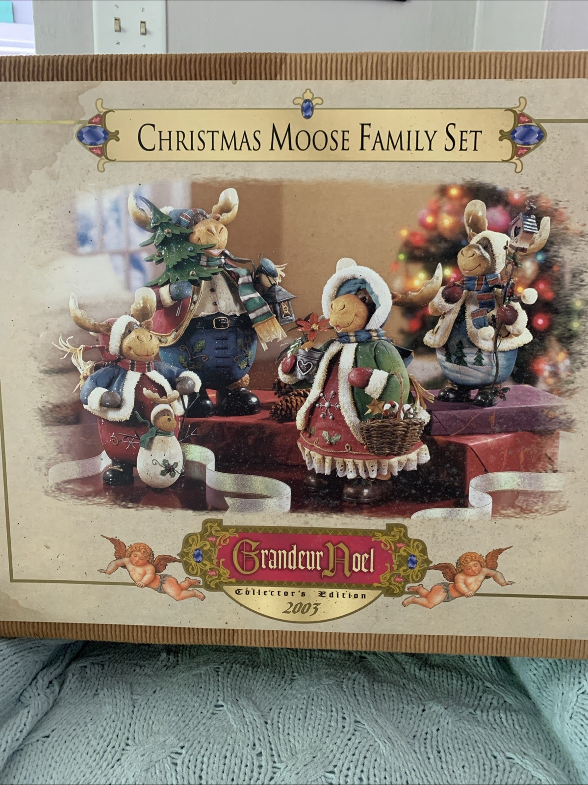 Vintage Grandeur Noel 2003 Christmas Moose Family Set Of 4 Complete Vintage Grandeur Noel 2003 Christmas Moose Family Set Of 4 Complete