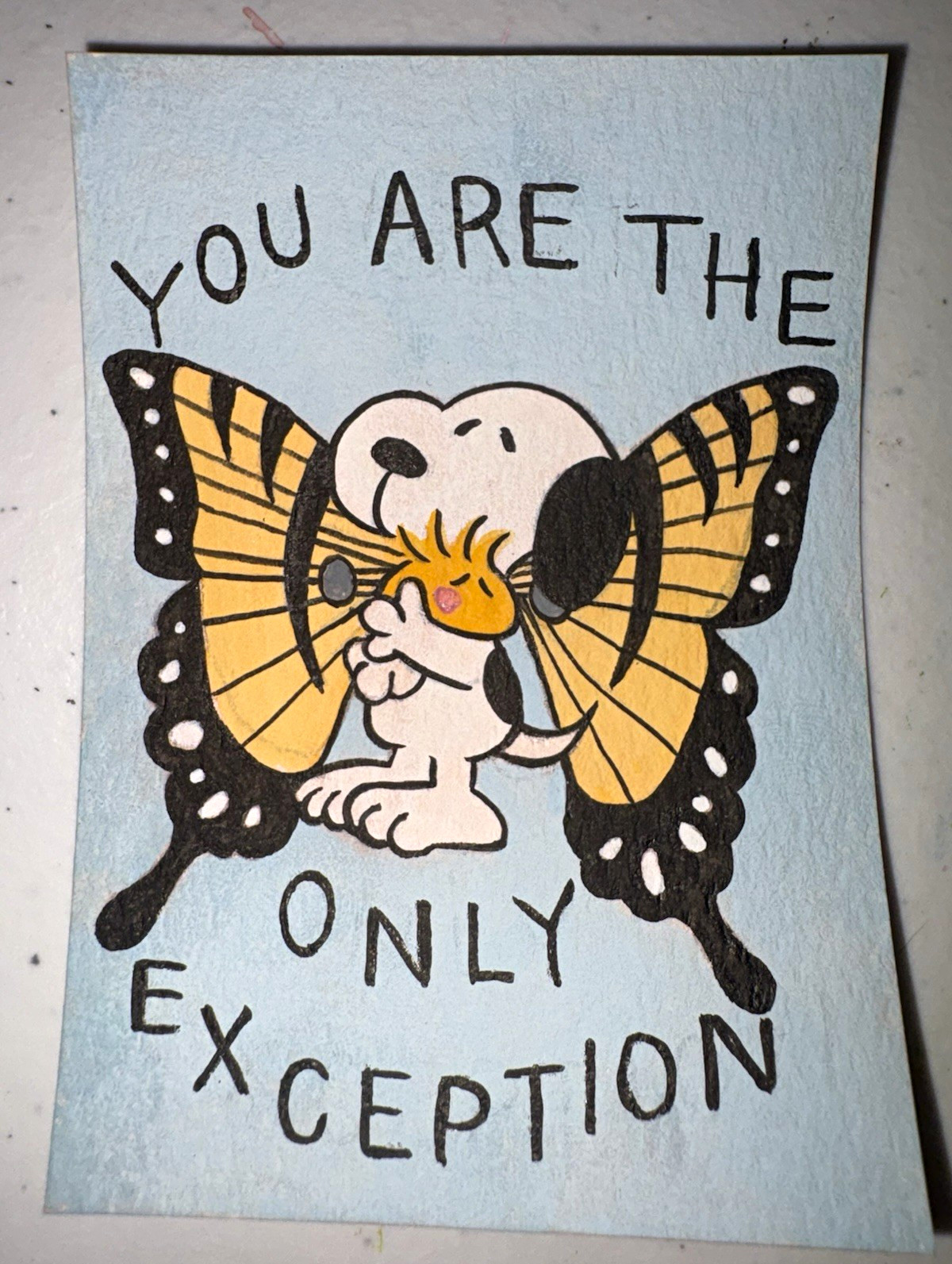 ACEO Original Gouache Painting - Snoopy & Wood Stock Only Exception