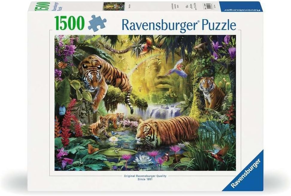 NEW & SEALED Ravensburger 00696 Tranquil Tigers 1500 Pc Jigsaw Puzzle USA SELLER NEW & SEALED Ravensburger 00696 Tranquil Tigers 1500 Pc Jigsaw Puzzle USA SELLER