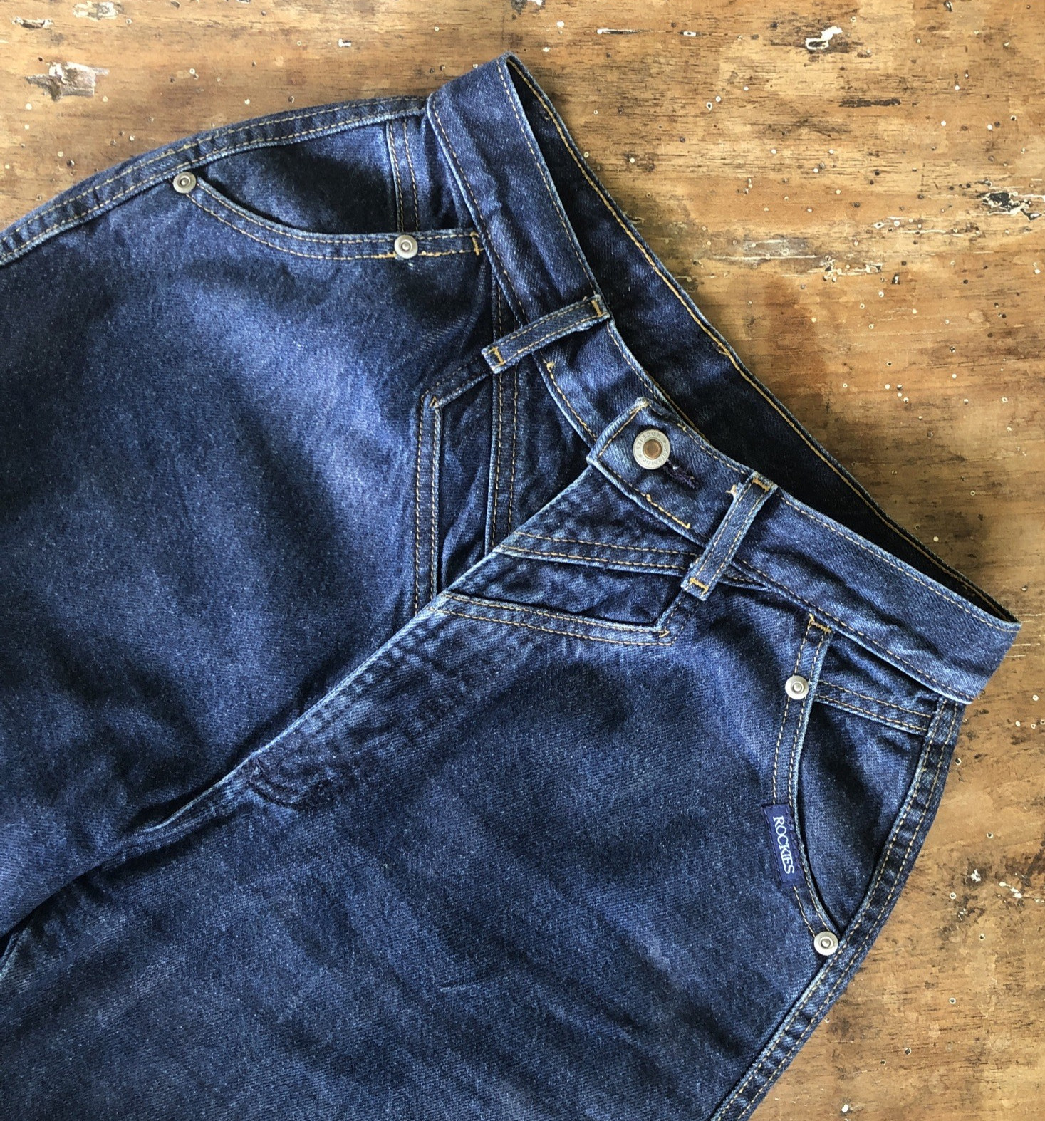 Vtg Authentic Rockies Jeanswear Women\'s Size 7/8 x 36 Bareback High Rise Jeans