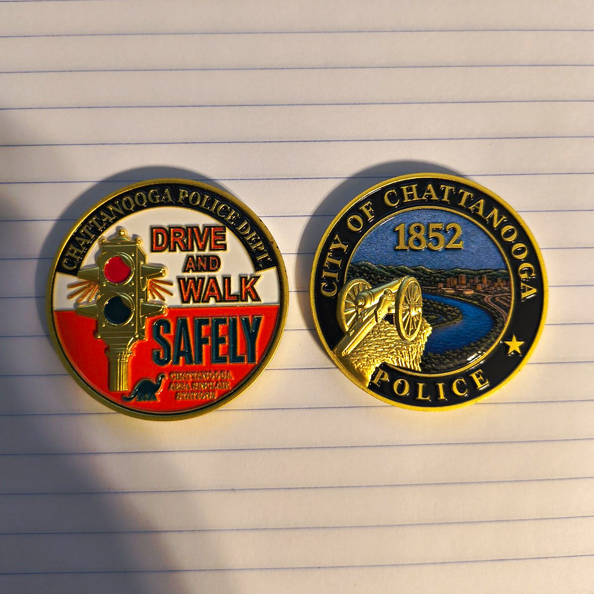 Chattanooga Police Dept Challenge Coins Drive & Walk Safely 1852 Chattanooga Police Dept Challenge Coins Drive & Walk Safely 1852