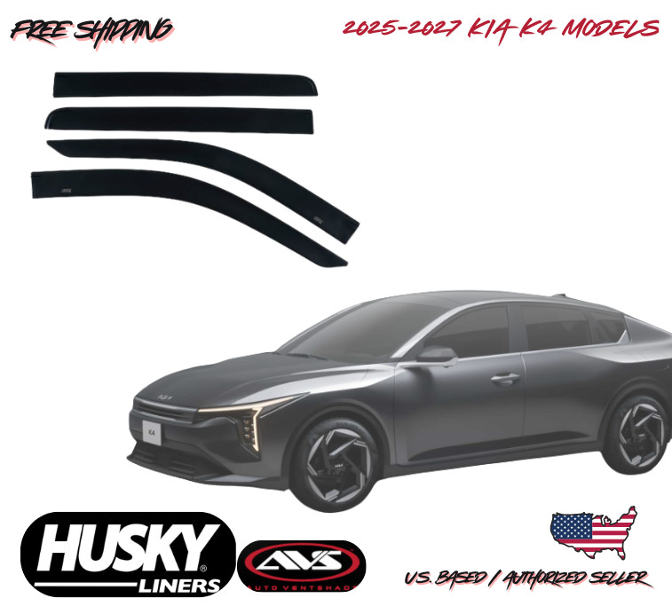 2025-2027 Kia K4 Low Profile Window Vent Visors Rain Guard Husky Liners