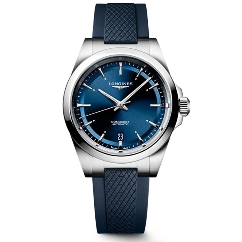 New Longines Conquest 38MM Blue Dial Rubber Men\'s Watch L37204929 New Longines Conquest 38MM Blue Dial Rubber Men\'s Watch L37204929