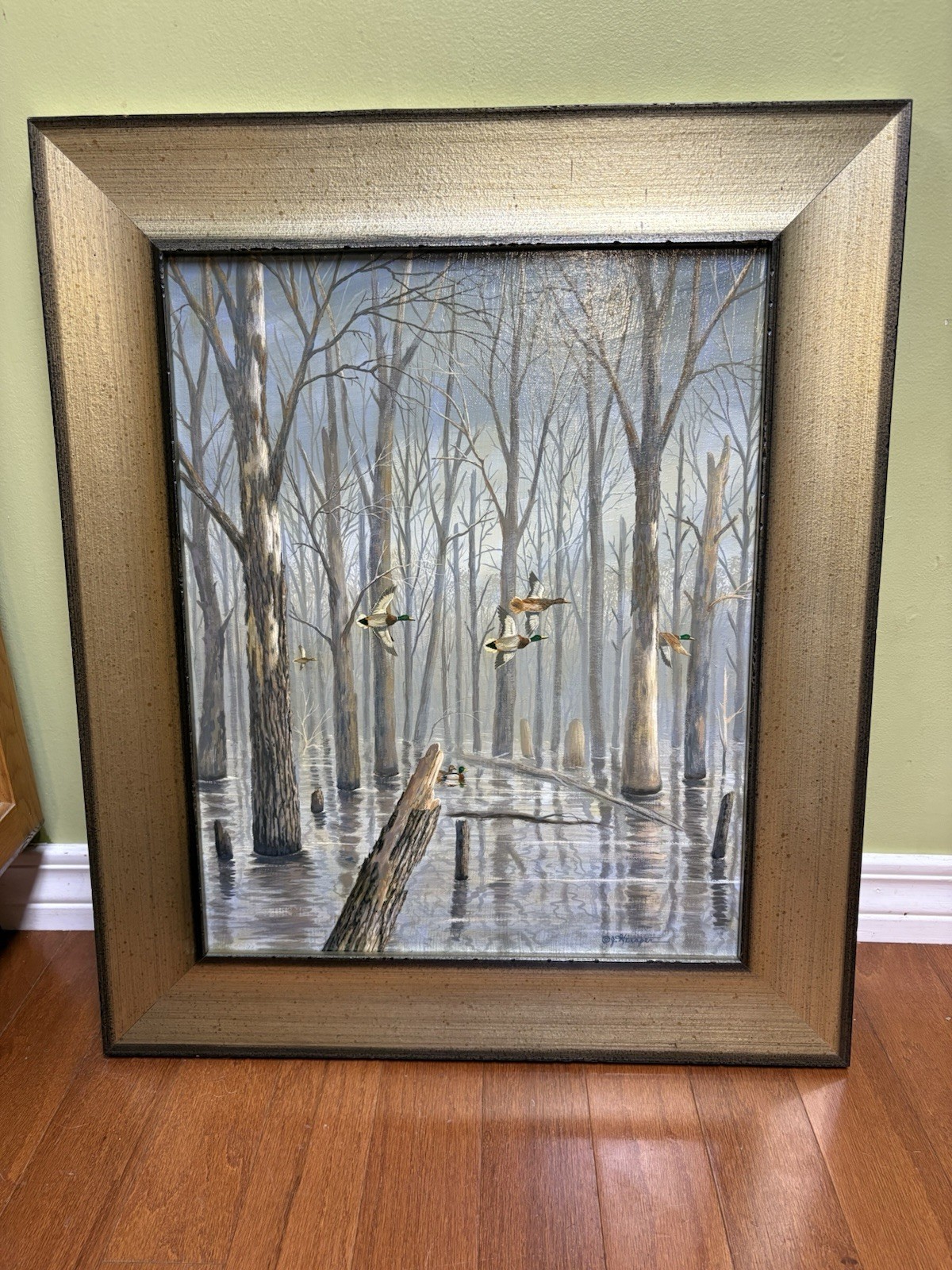 Original Oil Painting By Jerrie Glasper Of Jackson, MS Wildlife Refuge Ducks