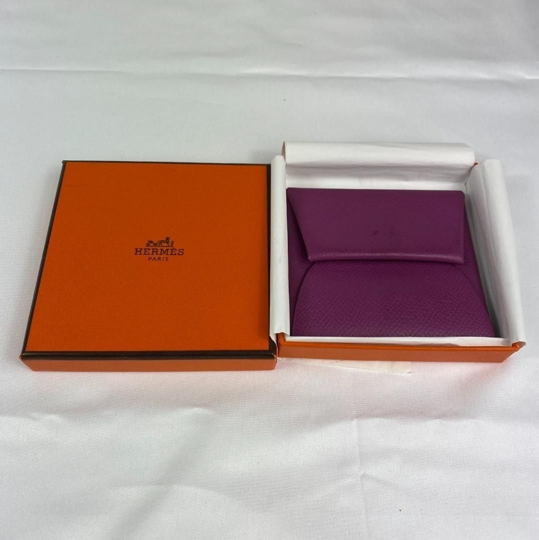 Authentic HERMES Bastia Coin Purse Epsom Leather Rose Purple