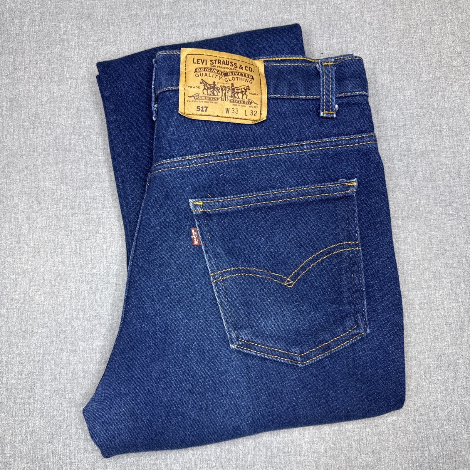 Vintage 80s Levi’s 517 Jeans Mens 33x32 Dark Wash USA Made Bootcut