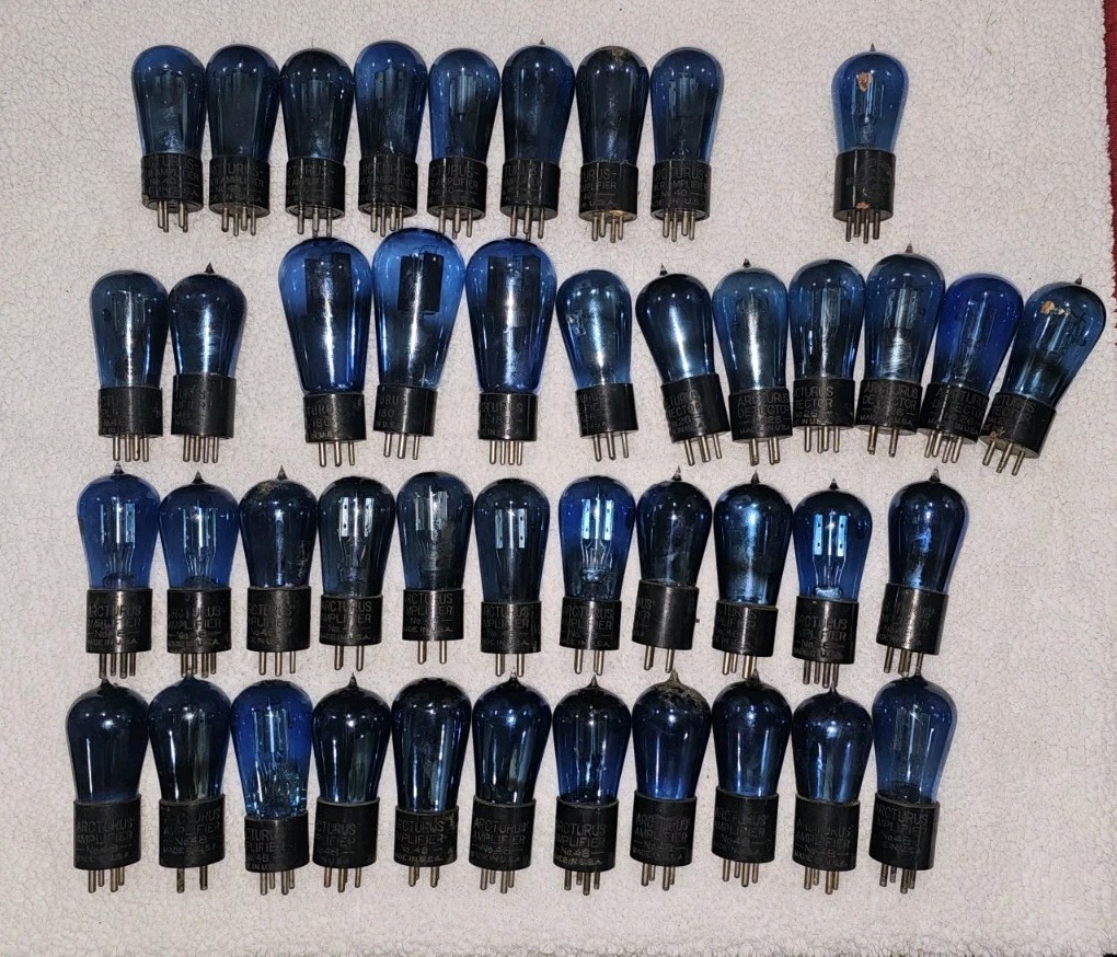 Large Lot Of 43 Vintage Arcturus Blue Tubes 26 28 40 48 180 