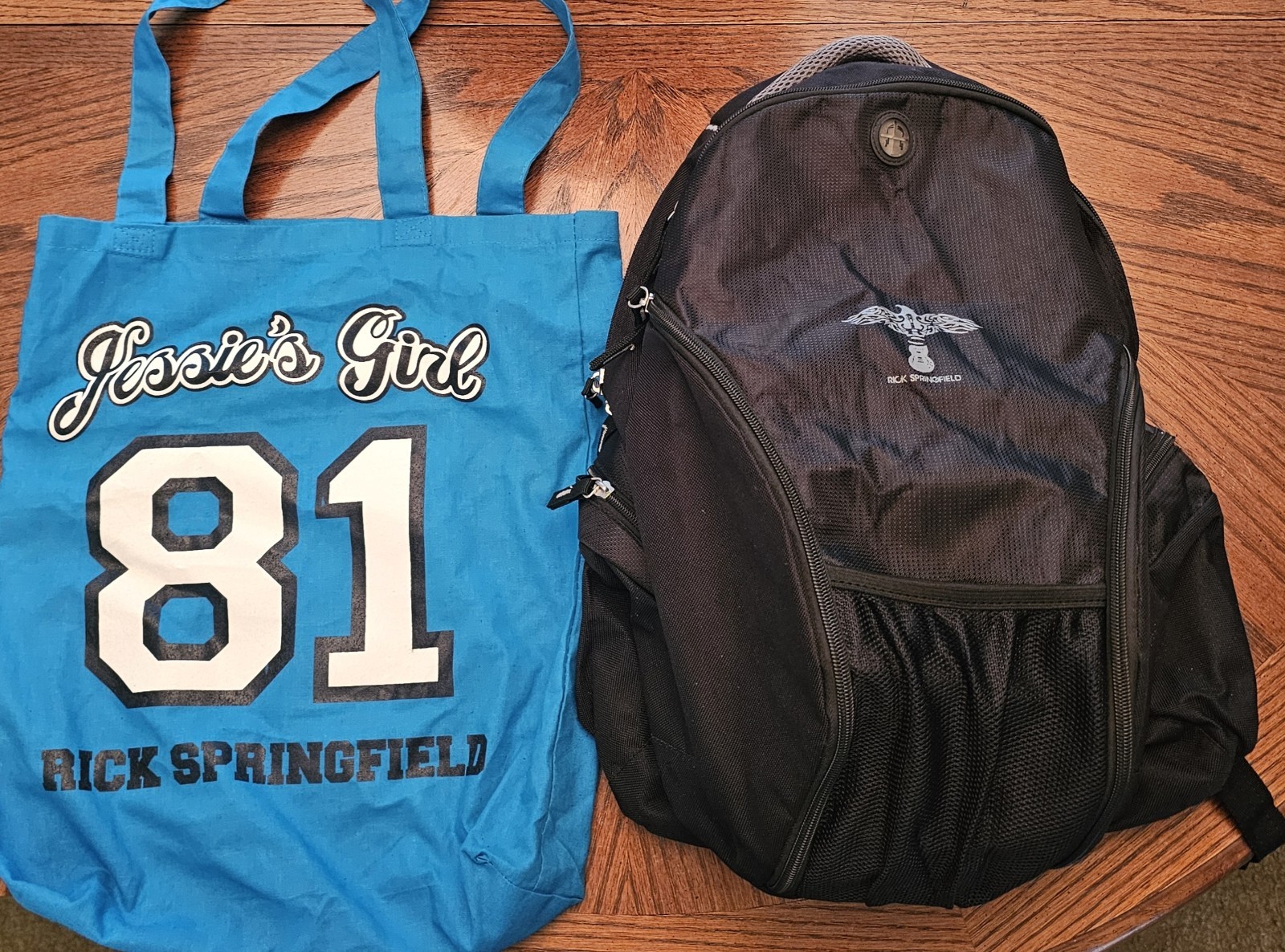 Rare Rick Springfield Backpack & Jessie’s Girl ’81 Tote Bag Set Vintage