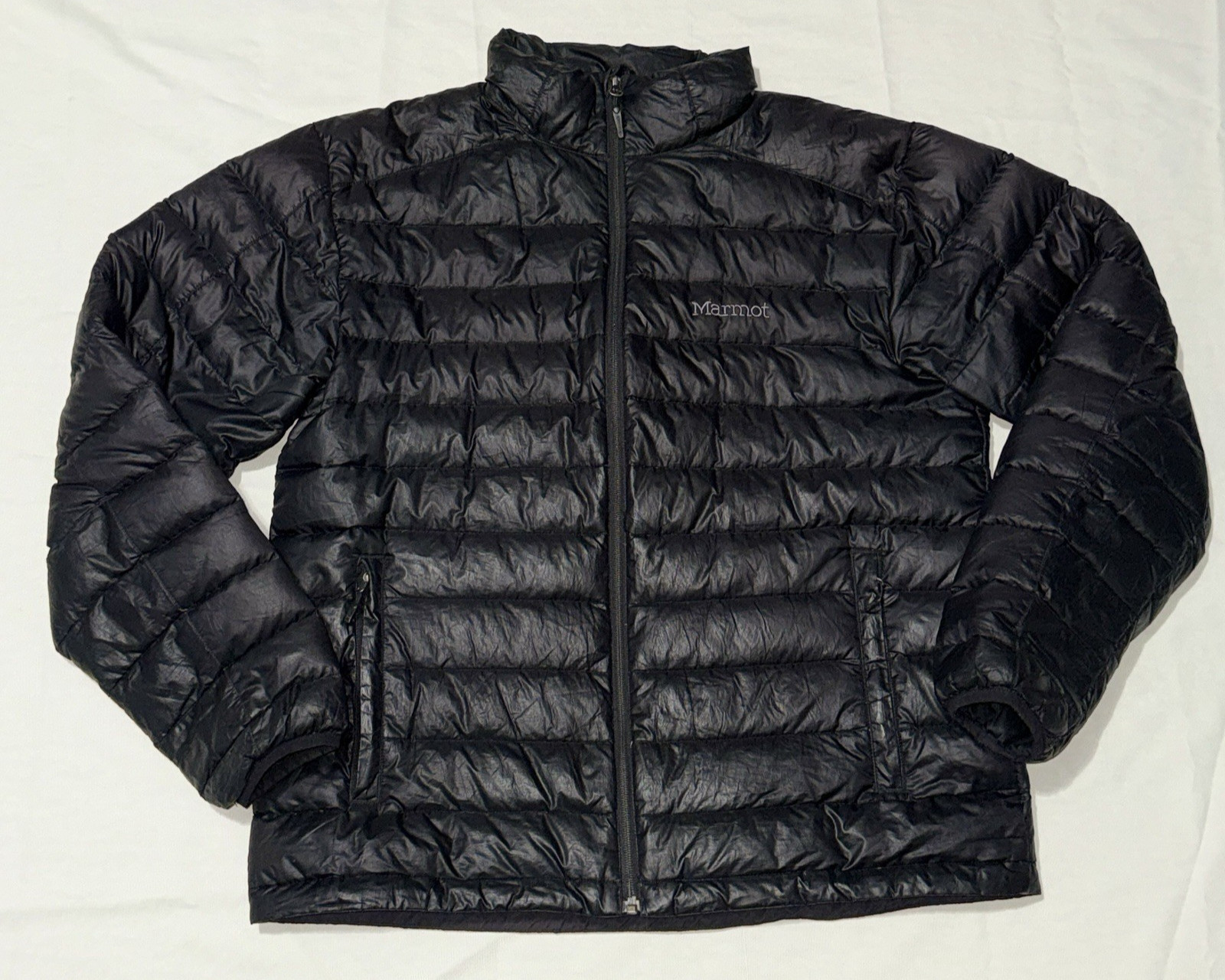 Marmot Zeus Men\'s L Black 700 Fill Power Down Puffer Jacket Packable Lightweight