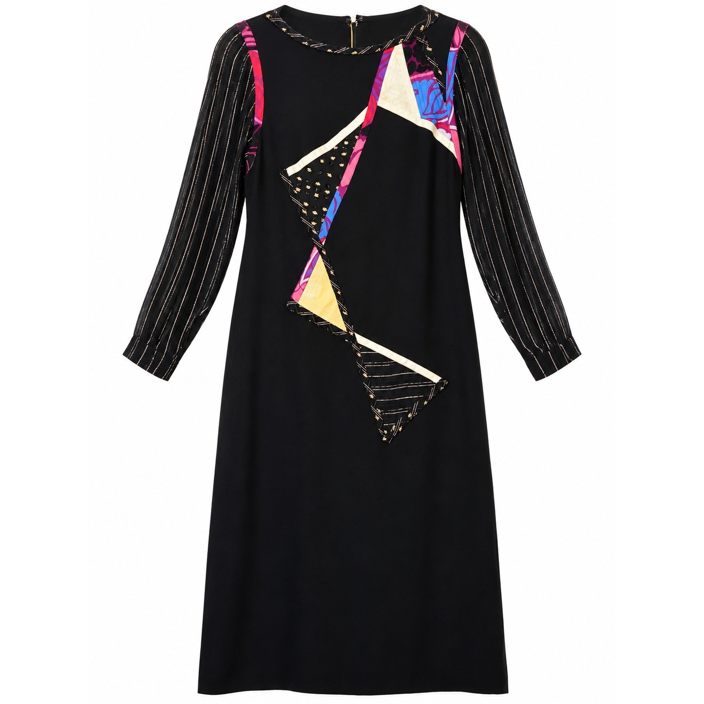 Jayna New York Vintage NWT Black Geometric Metallic Dress Size 6 Small USA