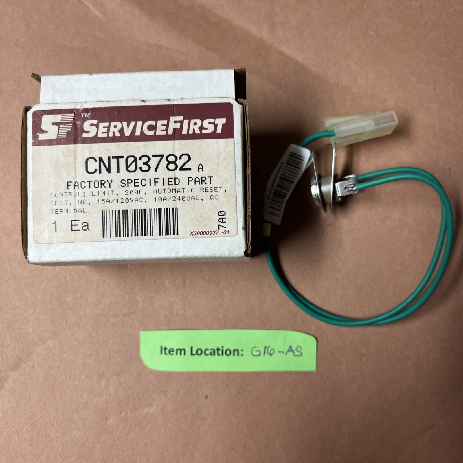 TRANE LIMIT SWITCH CNT03782 200F AUTOMATIC RESET SPST 15A 120VAC / 10A 240VAC
