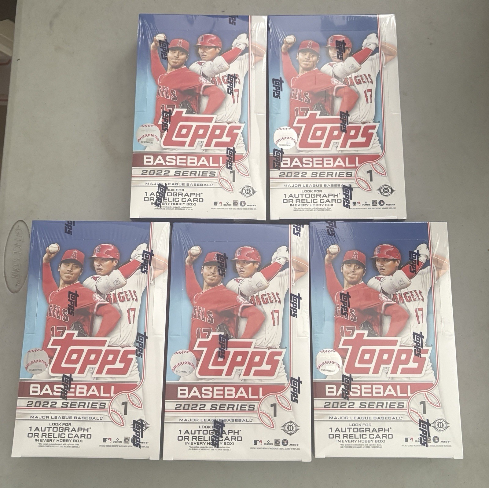 2022 Topps Series 1 Baseball Hobby Box Sealed Lot of 5 - 120 Packs