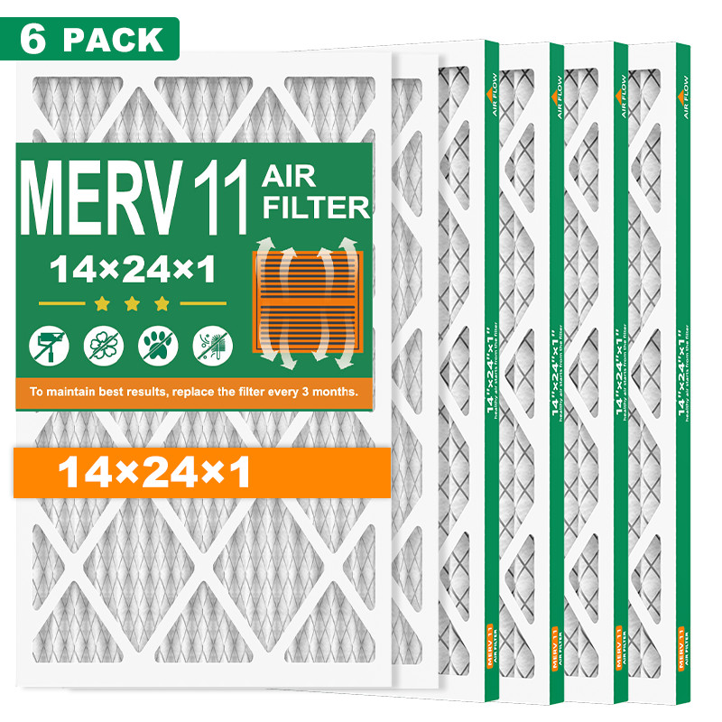 14x24x1 Air Filter MERV 11 - HVAC Pleated, Furnace & Air Conditioner 6 Pack