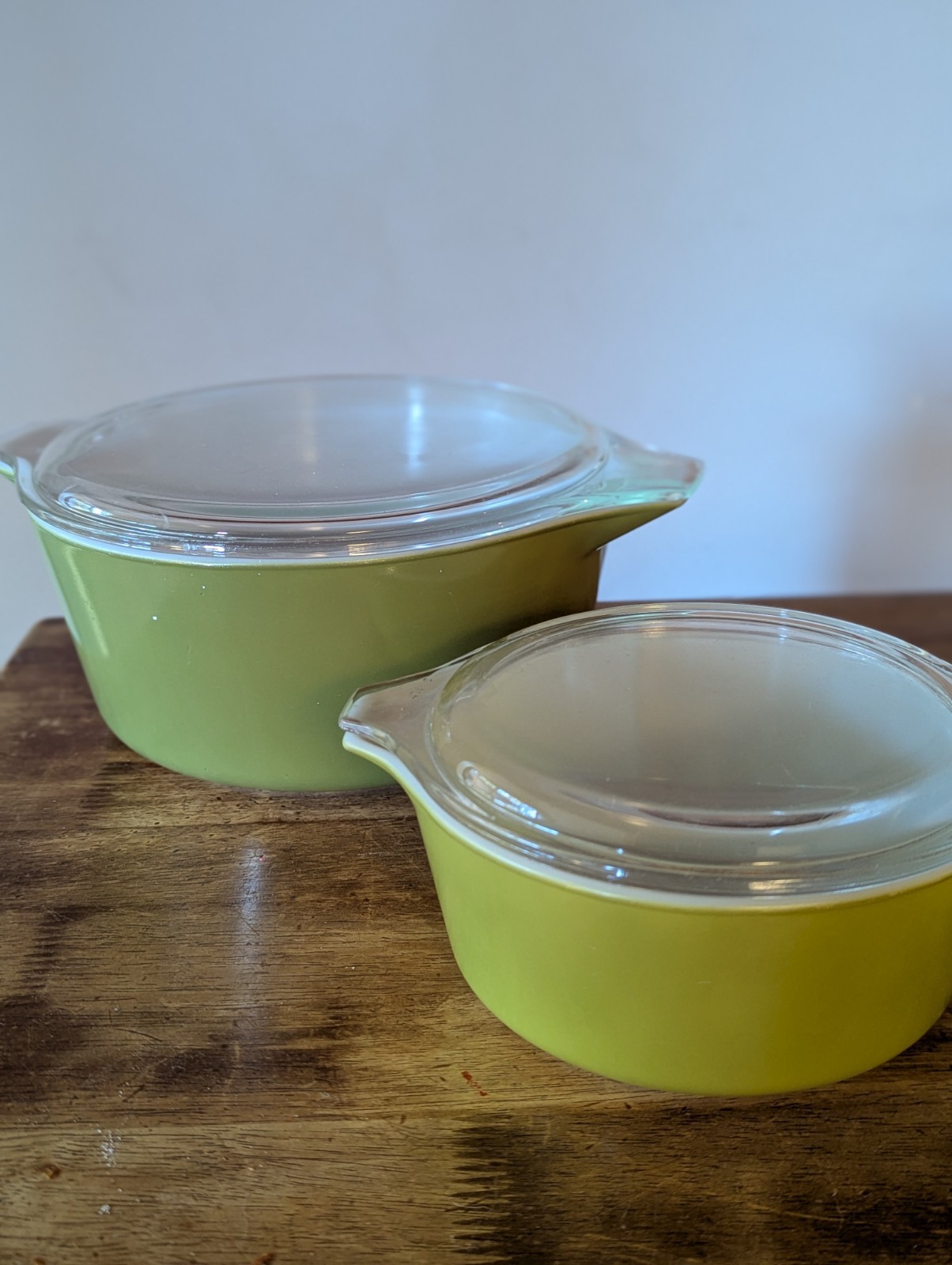 Vintage 1970\'s Pyrex Casserole Dishes Green Set of 2 with Lids